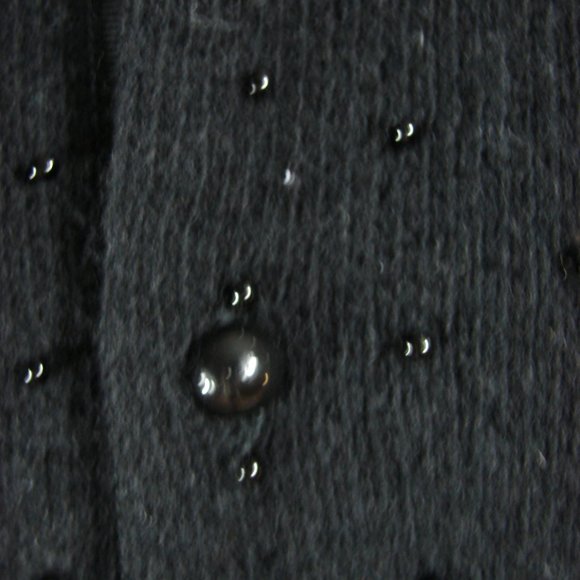 Liz Wear Black Sequin Cardigan 50s look Retro sweater button front Lg L/S wool - Picture 8 of 16